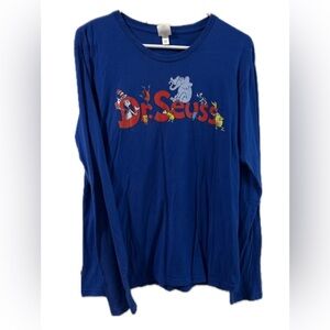 Dr. Seuss Kids Long Sleeve Shirt in Blue with Red Logo